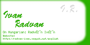 ivan radvan business card